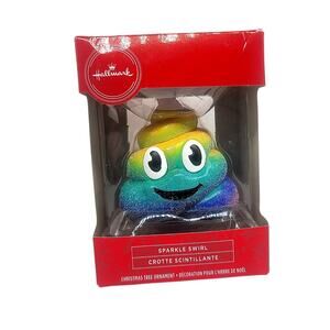 New In Box Hallmark Sparkle Swirl Poop Emoji Christmas Tree Ornament